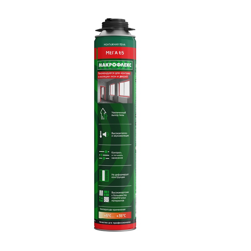 Пена монтажная Makroflex Mega 65 Pro, летняя (0,85 л)