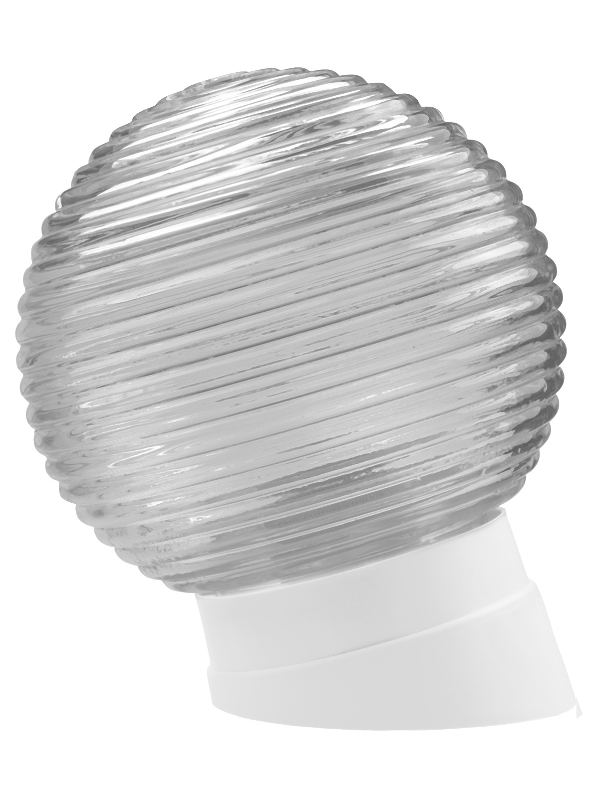 Светильник НББ под E27, 60 Вт, наклонный шар, белый пластик+стекло