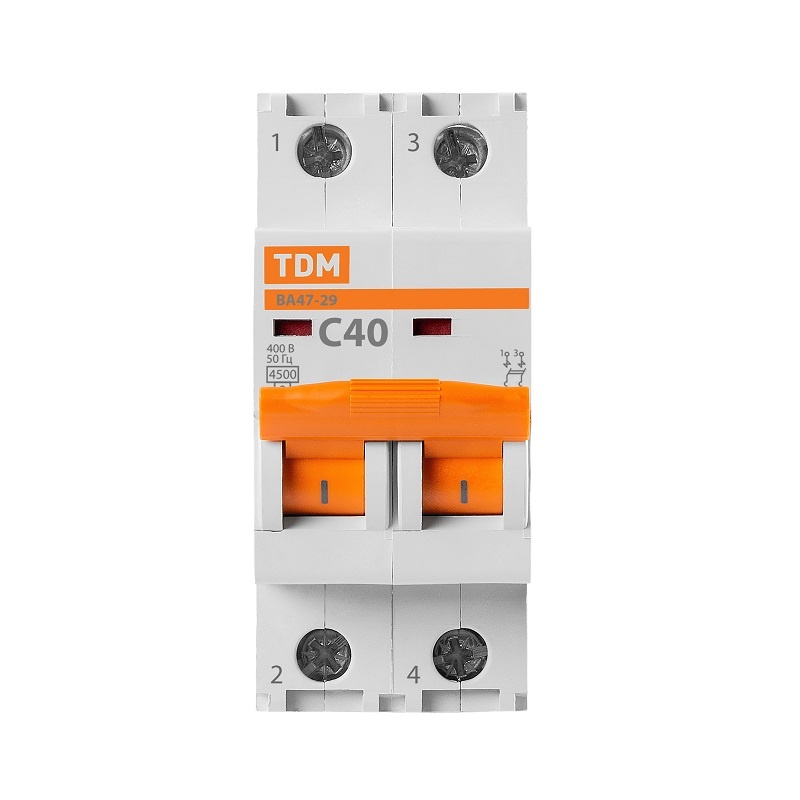 Выключатель автоматический TDM ВА 47-29, 4,5кА, С 40А, 2П