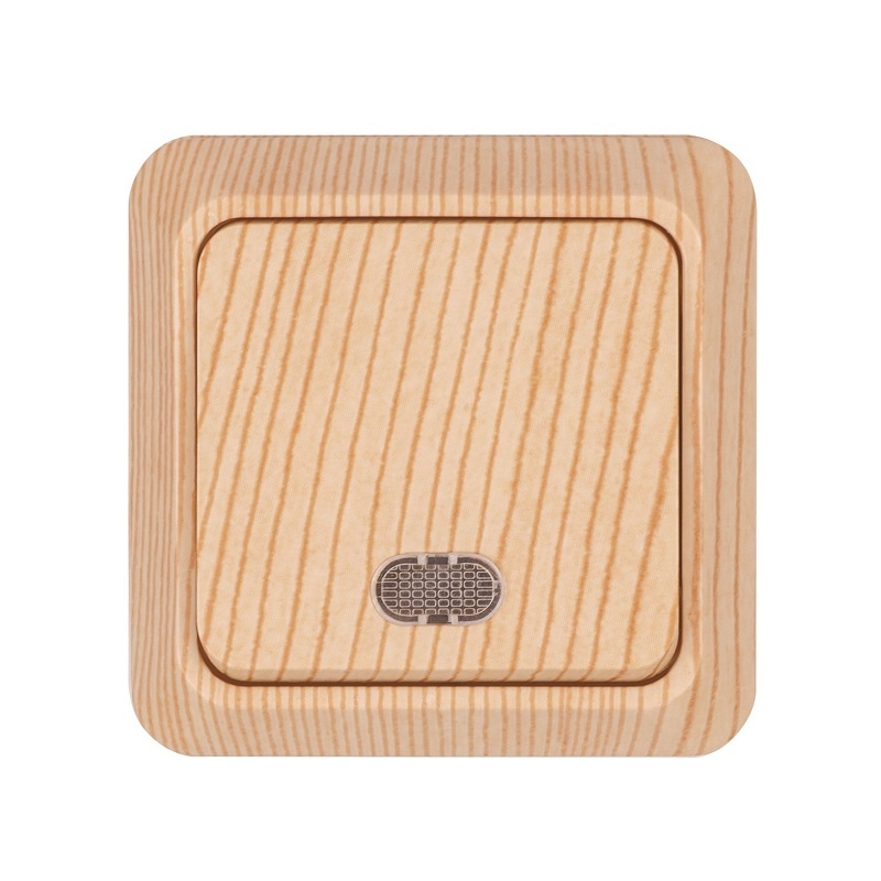 Выключатель о/у Ладога SQ1801-0047, 1 клавиша, с/инд, светлое дерево