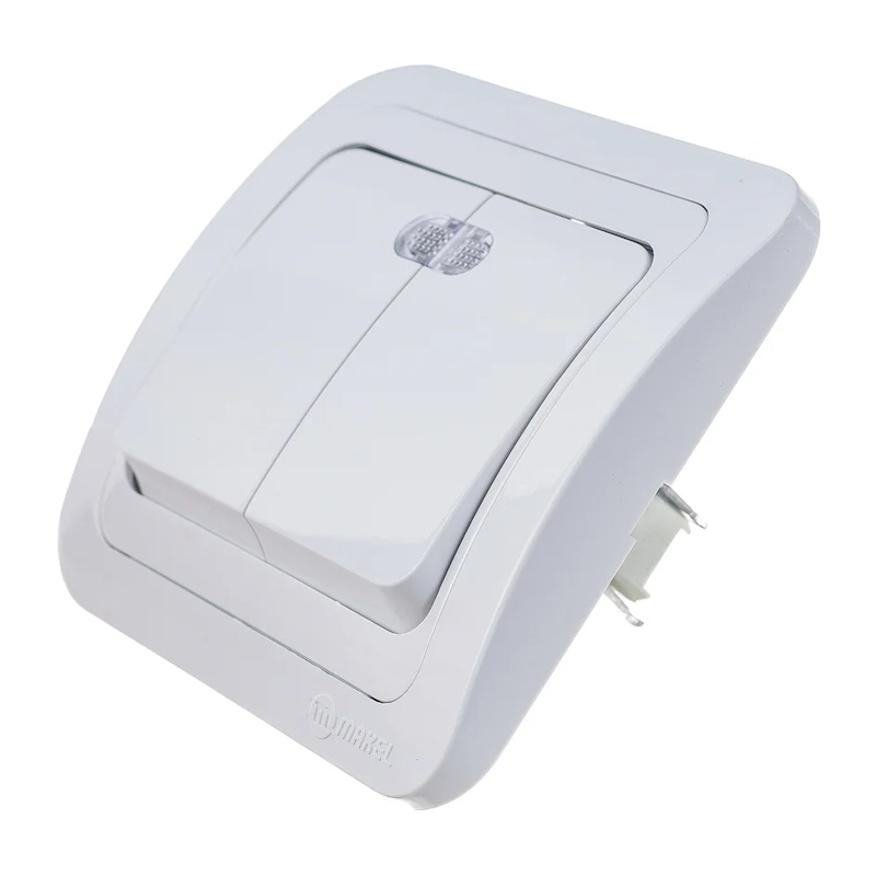 Выключатель с/у Mimoza 12023, 2 клавиши, с/инд, белый