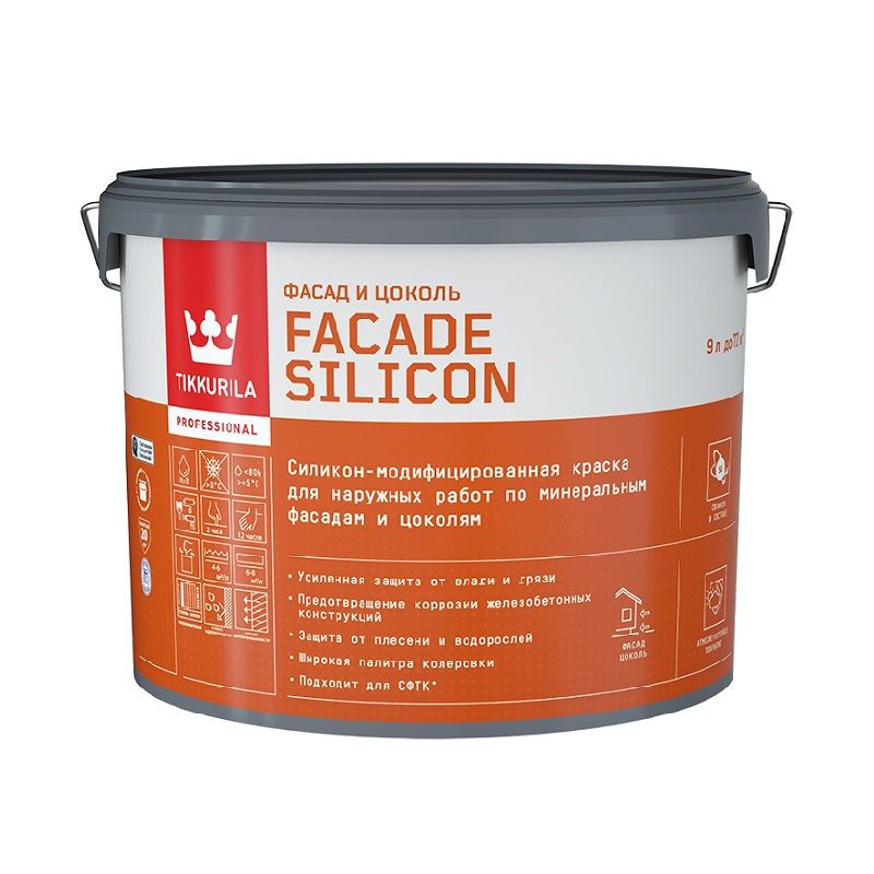 Краска фасадная Tikkurila Facade Silicon VVA глубокоматовая (9 л)