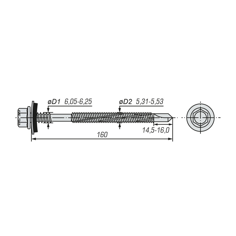 Саморез для сэндвич-панелей SWFS 6,3/5,5х160 (600 шт)