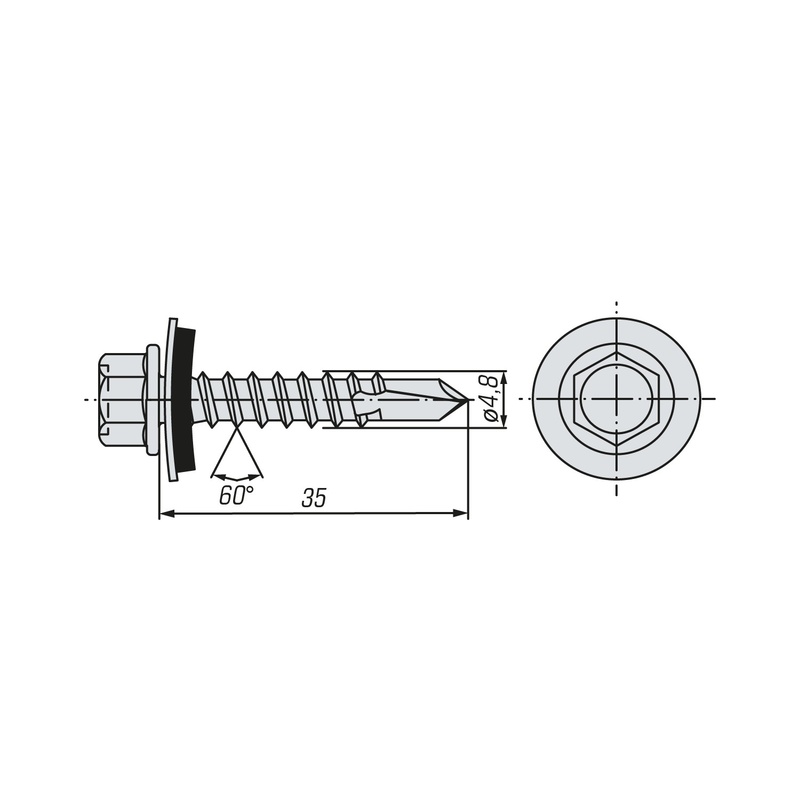 Саморез кровельный SWFS Premium RAL-6005 ZP 4,8х35 (250 шт) круглый конт-р