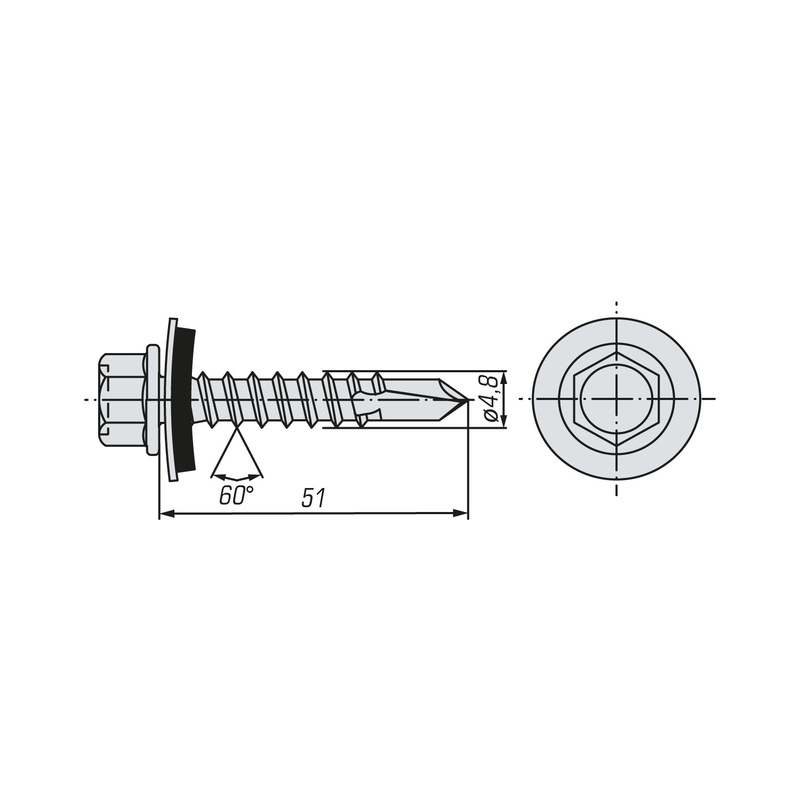 Саморез кровельный SWFS Premium RAL-7004 ZP 4,8х51 (200 шт) круглый конт-р