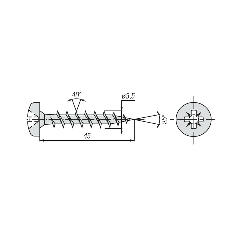 Саморез ШУЦ SWFS PN 3,5х45 (12 шт) пакетик