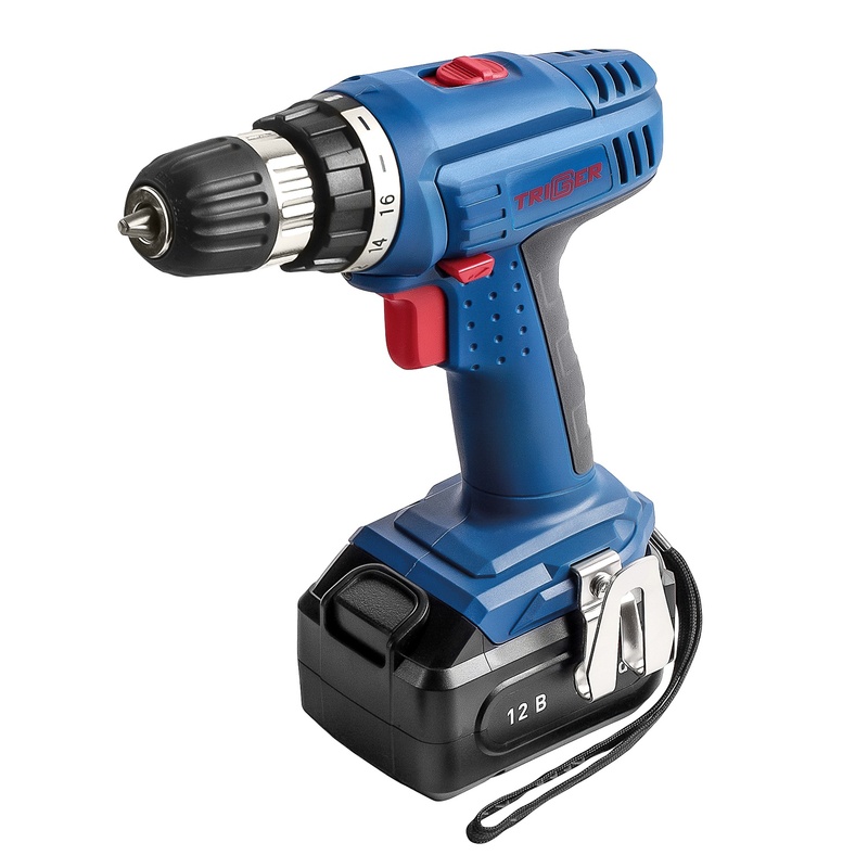 Дрель-шуруповерт Trigger 20002, 2 аккумулятора (1,5Ач), 10 мм, 14,4V, кейс