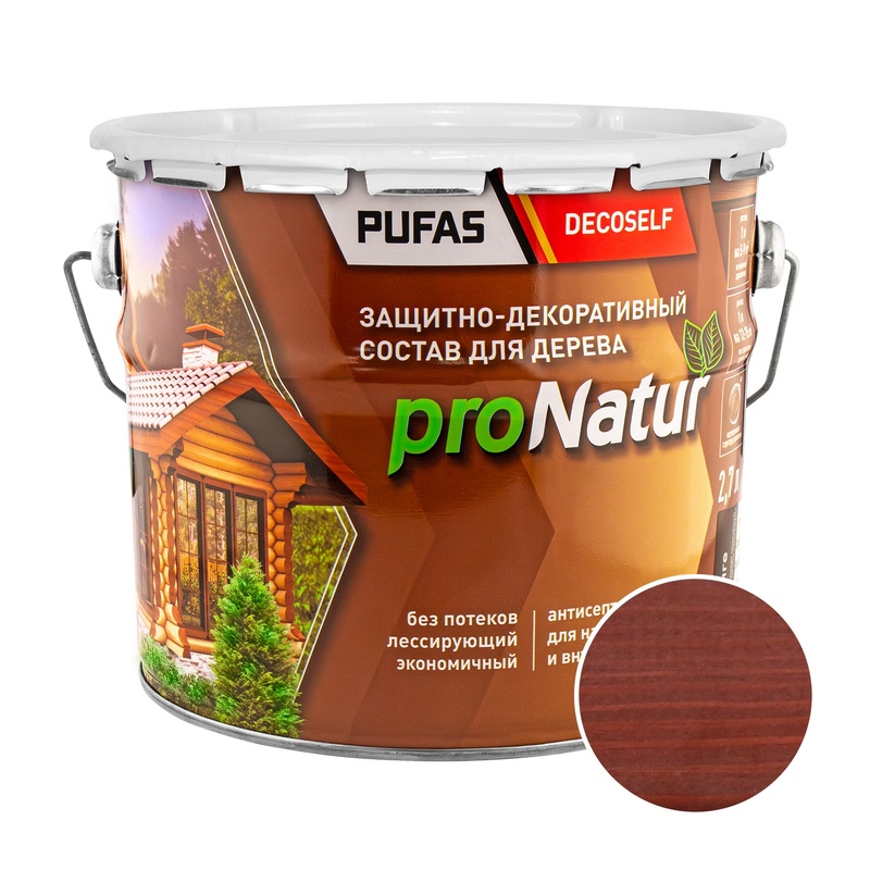 Антисептик лессирующий для дерева Pufas ProNatur махагон (2,7 л)