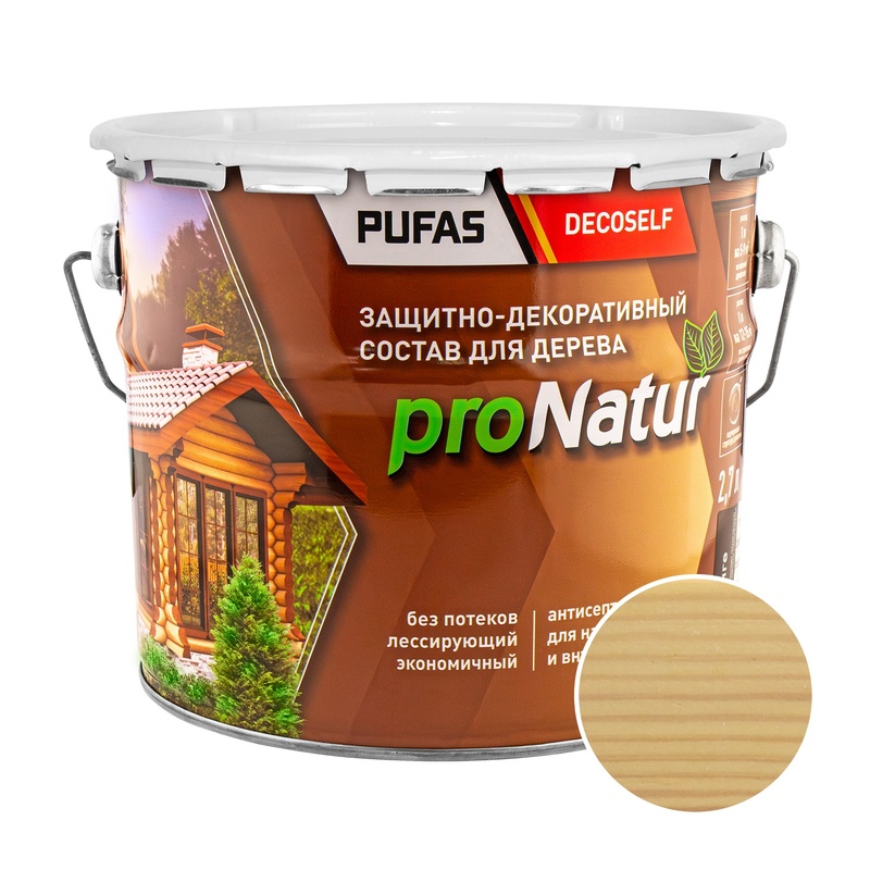Антисептик лессирующий для дерева Pufas ProNatur сосна (2,7 л)