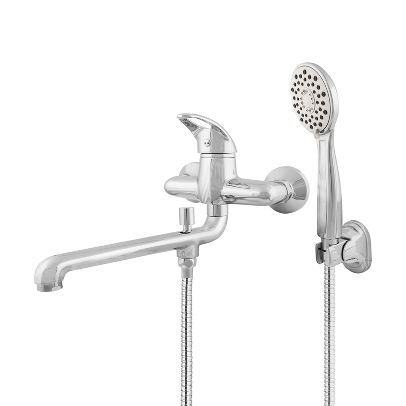 Смеситель для ванны Mix&Fix Zefir 1107 с аксессуарами, L- излив 300мм