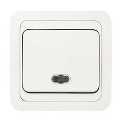 Выключатель с/у Mimoza 12021, 1 клавиша, с/инд, белый