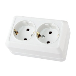 Розетка о/у Makel 45182, 2 гнезда, с/з, белая