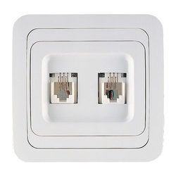 Розетка компьютерная RJ-45 с/у Mimoza 12036, 2 гнезда, белая