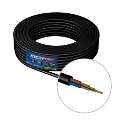 Кабель КГмб 3х1,5 мм², гибкий, резиновая изоляция, черный, 1 п.м.