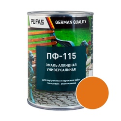 Эмаль Pufas ПФ-115 ГОСТ оранжевая (0,9 кг)
