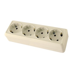 Розетка о/у Ладога SQ1801-0230, 4 гнезда, с/з, слоновая кость