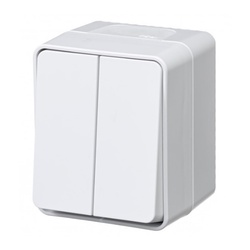 Выключатель о/у Atlasdesign Profi ATN540151, 2 клавиши, б/инд, IP54, белый